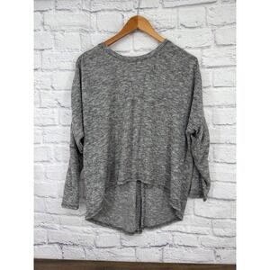 Matilda Jane Womens Gray Ribbed High Low Split Back Knit Top Size Large